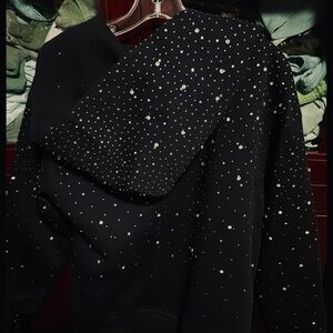 Elegant Black Embellished Women's Sweater